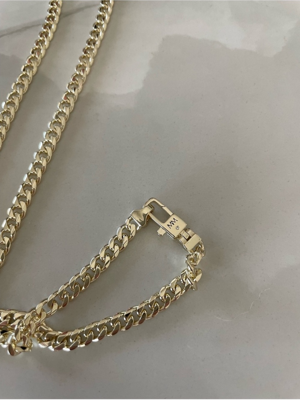 NWT Melinda Maria Gold “Julian Pavé Lock Necklace 5mm” - Picture 5 of 8